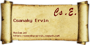 Csanaky Ervin névjegykártya